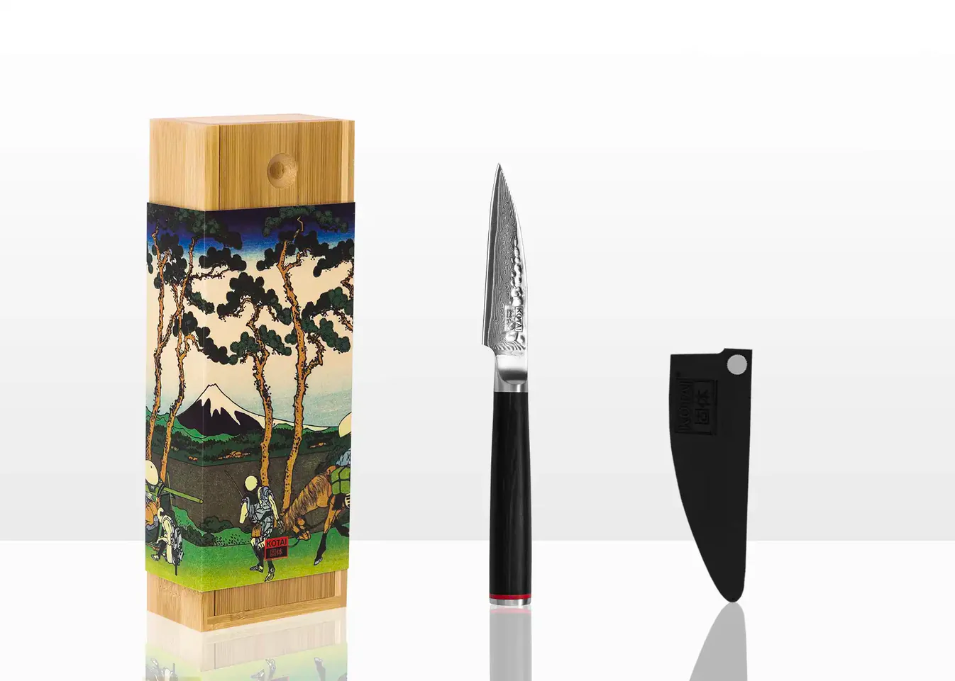 couteau d'office Kotaï collection Pakka avec lame damassée 9cm